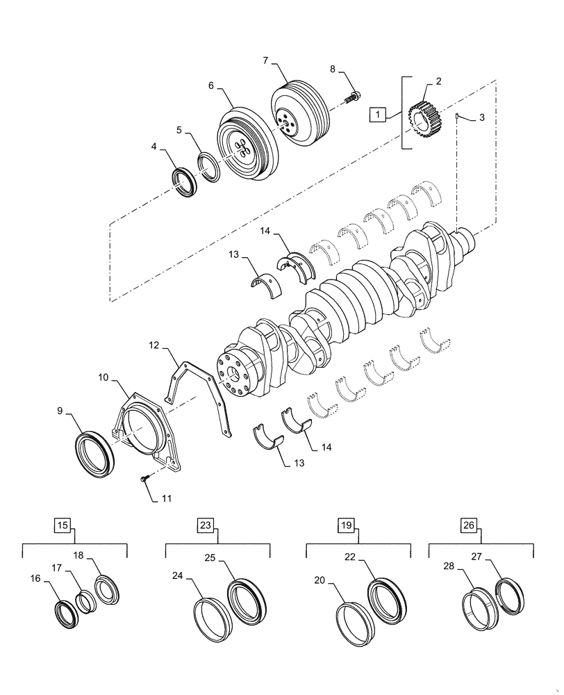 Схема запчастей Case IH RP135 - (10.103.AA) - CRANKSHAFT (10) - ENGINE