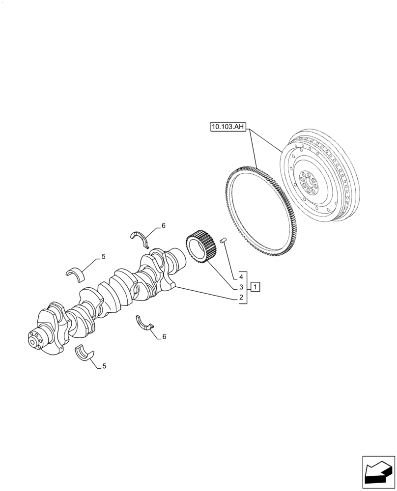 Схема запчастей Case IH F2CFA614A E010 - (10.103.AA) - CRANKSHAFT (10) - ENGINE