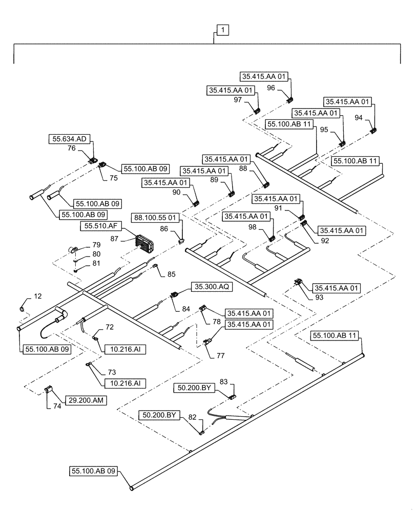 Схема запчастей Case IH WD2303 - (55.100.AB[10]) - WIRE HARNESS, FD, DRAPER OPTION (CONT.) (55) - ELECTRICAL SYSTEMS