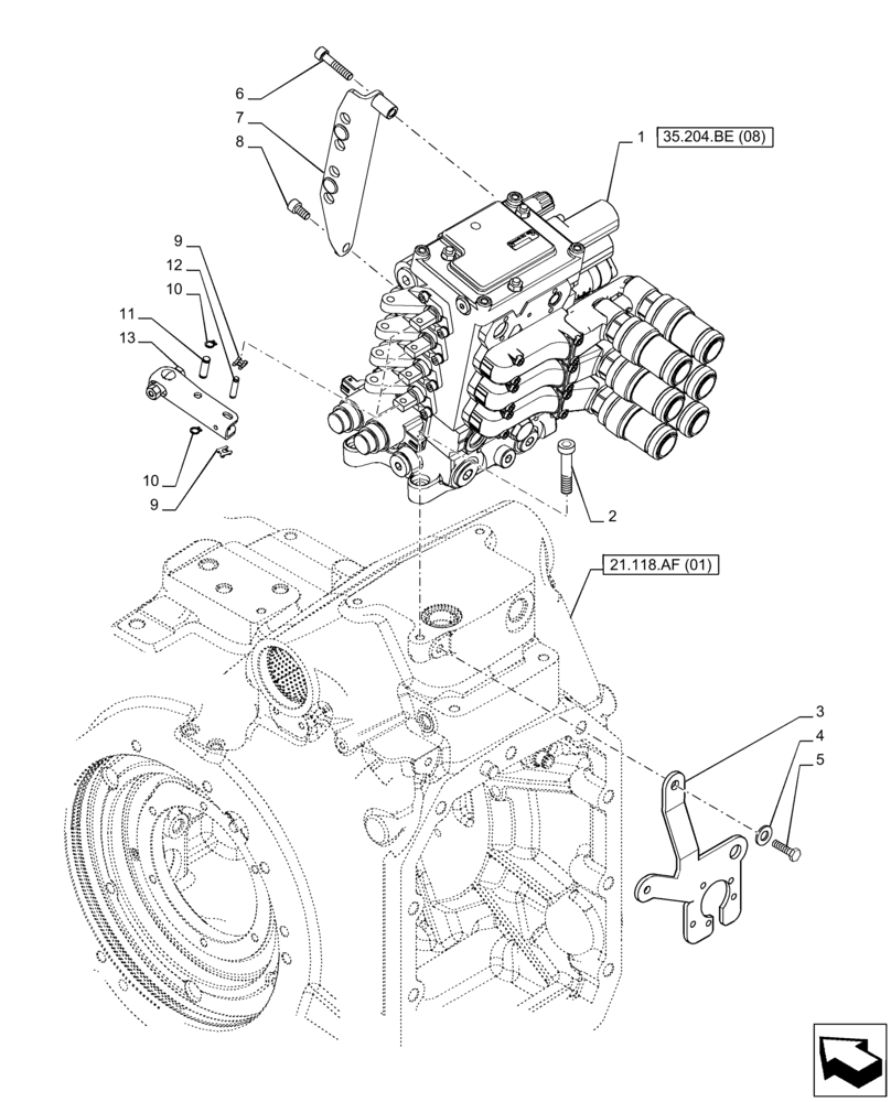 Схема запчастей Case IH PUMA 165 - (35.204.BE[07]) - VAR - 758058 - 4 REMOTE CONTROL VALVE (MHR) (35) - HYDRAULIC SYSTEMS