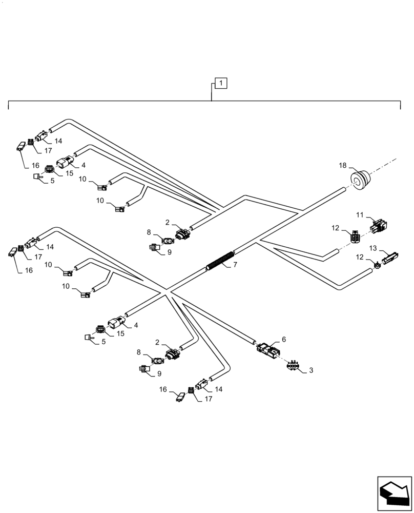 Схема запчастей Case IH MAGNUM 340 - (55.510.AH[01]) - VAR - 420012, 449058, 449059, 449112 - WIRE HARNESS, CAB ROOF, NA - BSN - ZERF08099 (55) - ELECTRICAL SYSTEMS