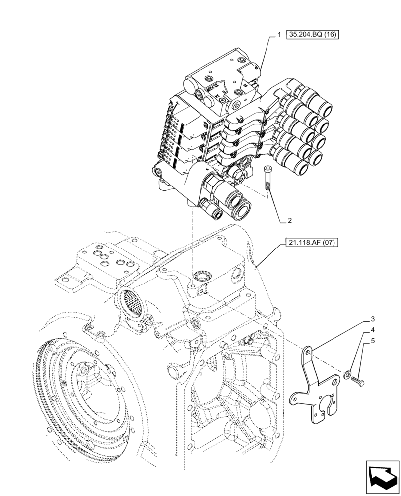 Схема запчастей Case IH PUMA 165 CVT - (35.204.BQ[15]) - VAR - 758060 - 4 REMOTE CONTROL VALVE (EHR W/PB) (35) - HYDRAULIC SYSTEMS