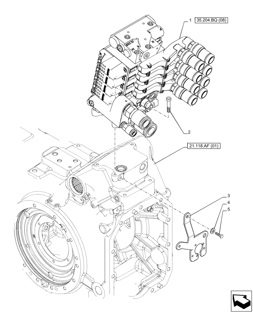 Схема запчастей Case IH PUMA 165 - (35.204.BQ[07]) - VAR - 758060 - 4 REMOTE CONTROL VALVE (EHR W/PB) (35) - HYDRAULIC SYSTEMS