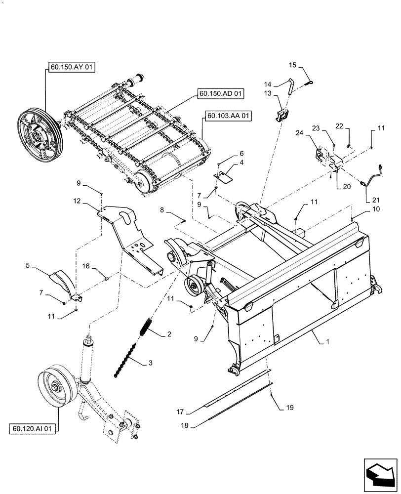 Схема запчастей Case IH AF4077 - (60.110.AF[02]) - FEEDER ASSY, HD (60) - PRODUCT FEEDING