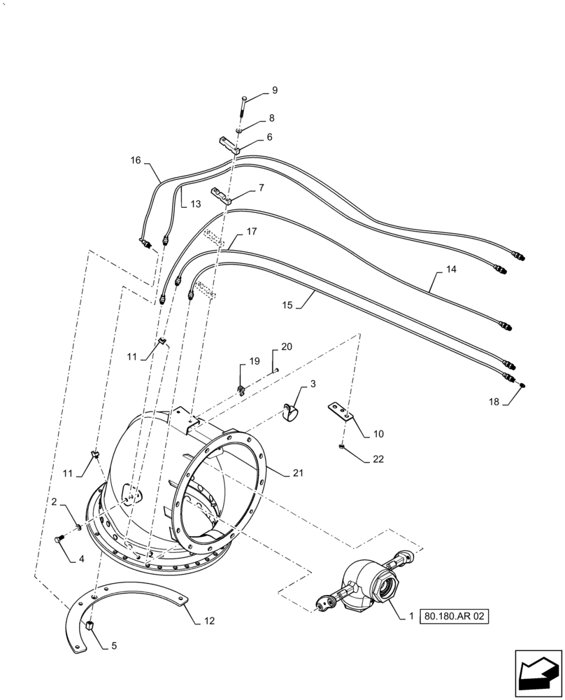 Схема запчастей Case IH AF4077 - (80.180.AY[02]) - ELBOW ASSY, UPPER UNLOADER (80) - CROP STORAGE/UNLOADING