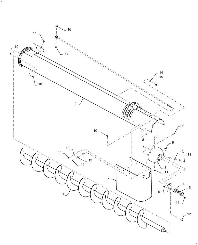 Схема запчастей Case IH AF4088 - (80.180.AQ[02]) - AUGER ASSY UNLOADER, SOLID 5.0M, 4088 (80) - CROP STORAGE/UNLOADING