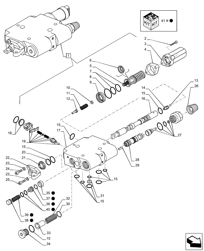 Схема запчастей Case IH PUMA 165 CVT - (35.204.BE[23]) - VAR - 391164, 758050, 758057, 758058 - CONTROL VALVE SECTION, COMPONENTS (35) - HYDRAULIC SYSTEMS