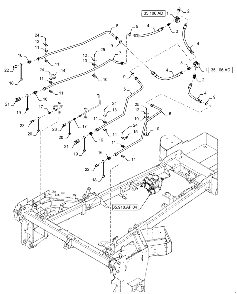 Схема запчастей Case IH WD2304 - (35.910.AF[02]) - HYDRAULIC SYSTEM, DRIVE, DISC 6 CYLINDER (35) - HYDRAULIC SYSTEMS