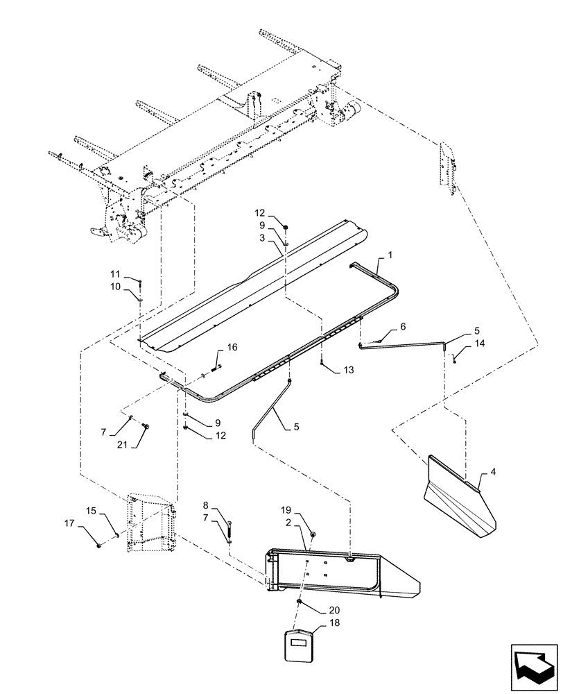 Схема запчастей Case IH DC133 - (58.130.AD[03]) - SHIELD, REAR, DUCKTAIL ASSY, FLAIL (58) - ATTACHMENTS/HEADERS