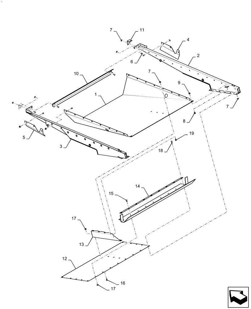 Схема запчастей Case IH AF4077 - (74.118.AK) - SUPPORT ASSY, LOWER SIEVE (74) - CLEANING