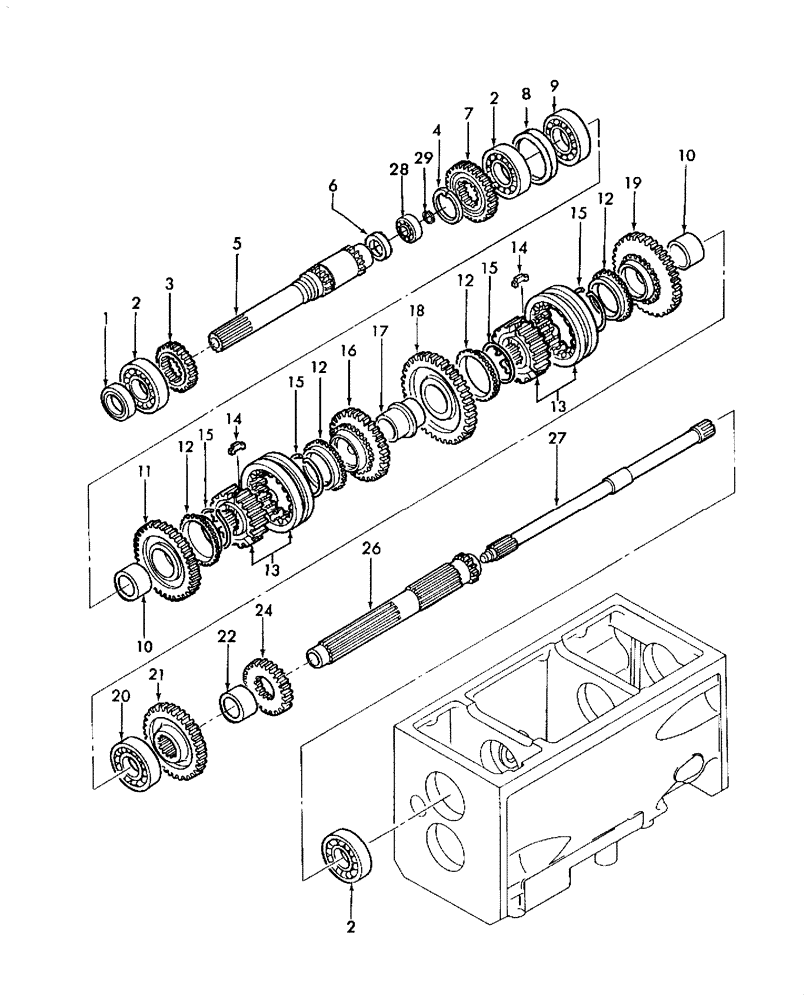 Схема запчастей Case IH FARMALL 45 - (03.07) - FRONT TRANSMISSION GEARS, UPPER 12X12 (03) - TRANSMISSION