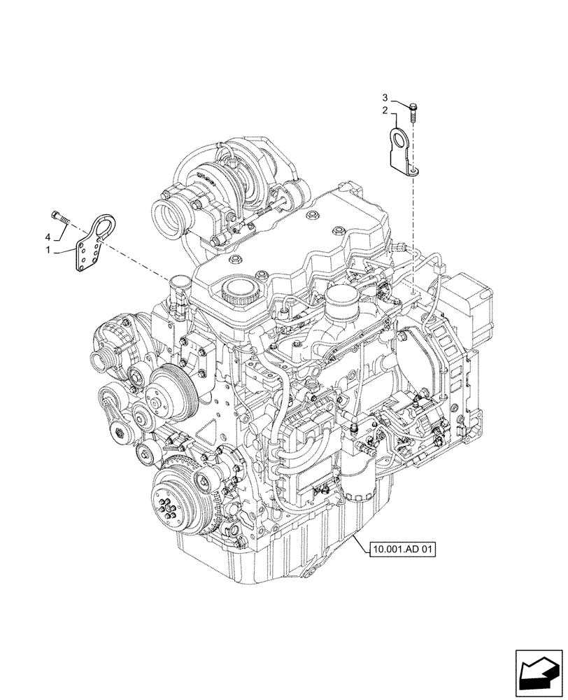 Схема запчастей Case IH 100A - (10.001.AD[02]) - ENGINE LIFT HOOKS (10) - ENGINE