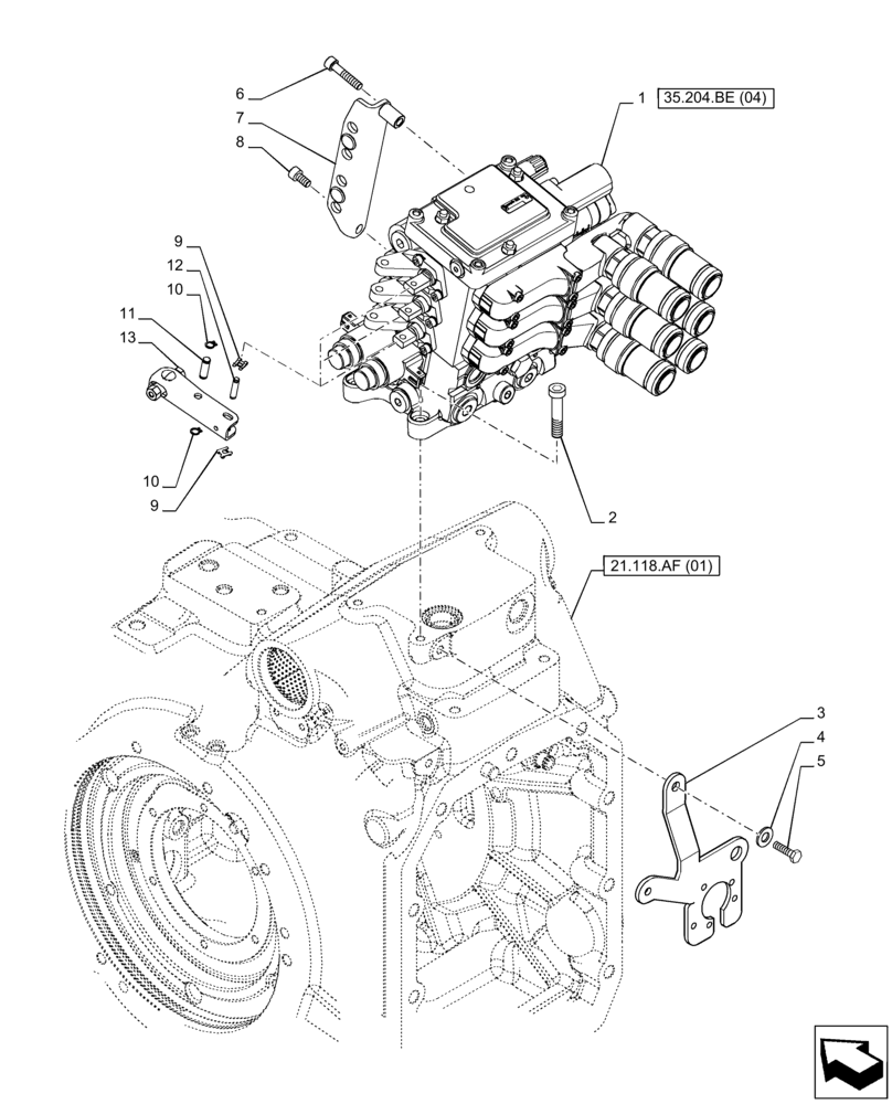 Схема запчастей Case IH PUMA 165 - (35.204.BE[03]) - VAR - 758057 - 3 REMOTE CONTROL VALVE (MHR) (35) - HYDRAULIC SYSTEMS