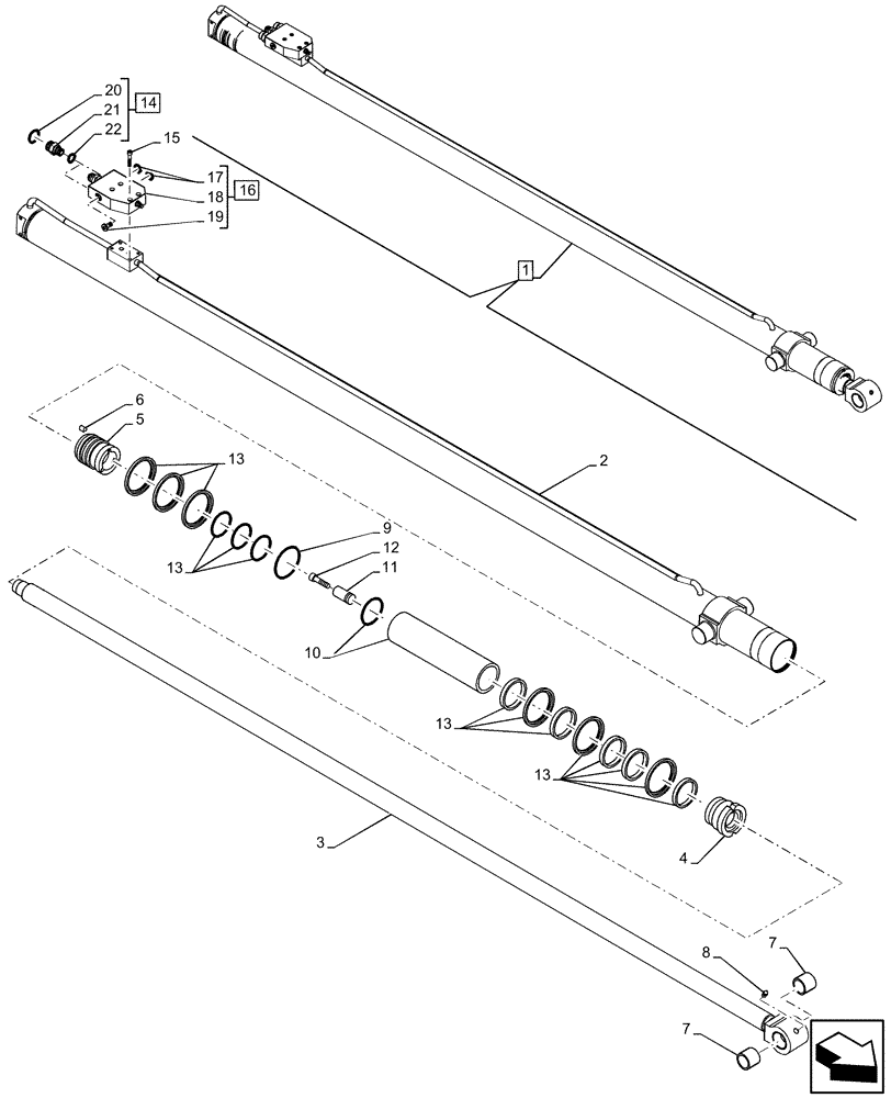 Схема запчастей Case IH FARMLIFT 935 - (35.740.AE[02]) - BOOM CYLINDER, COMPONENTS (9M) (35) - HYDRAULIC SYSTEMS