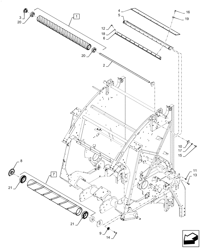 Схема запчастей Case IH RB465 - (62.140.AC[08]) - LOOPED FOLLOWER, ROLL, BACKWRAP ROLL AND SCRAPER, YGN193202 AND PRIOR (62) - PRESSING - BALE FORMATION