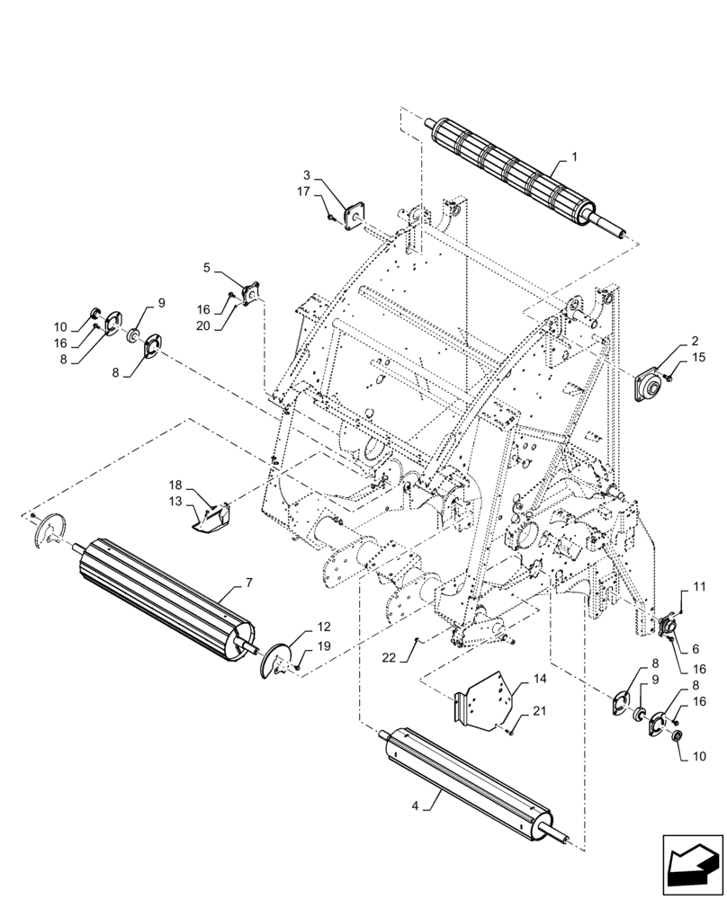 Схема запчастей Case IH RB455 - (62.140.AC[05]) - FRAME ROLLS (62) - PRESSING - BALE FORMATION