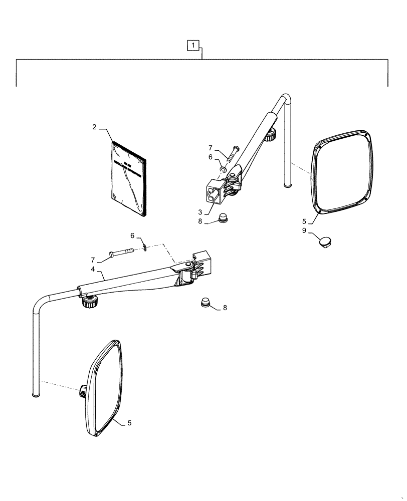 Схема запчастей Case IH MAGNUM 280 - (88.100.90[07]) - DIA KIT, MANUAL WIDE ADJUSTABLE MIRRORS (88) - ACCESSORIES