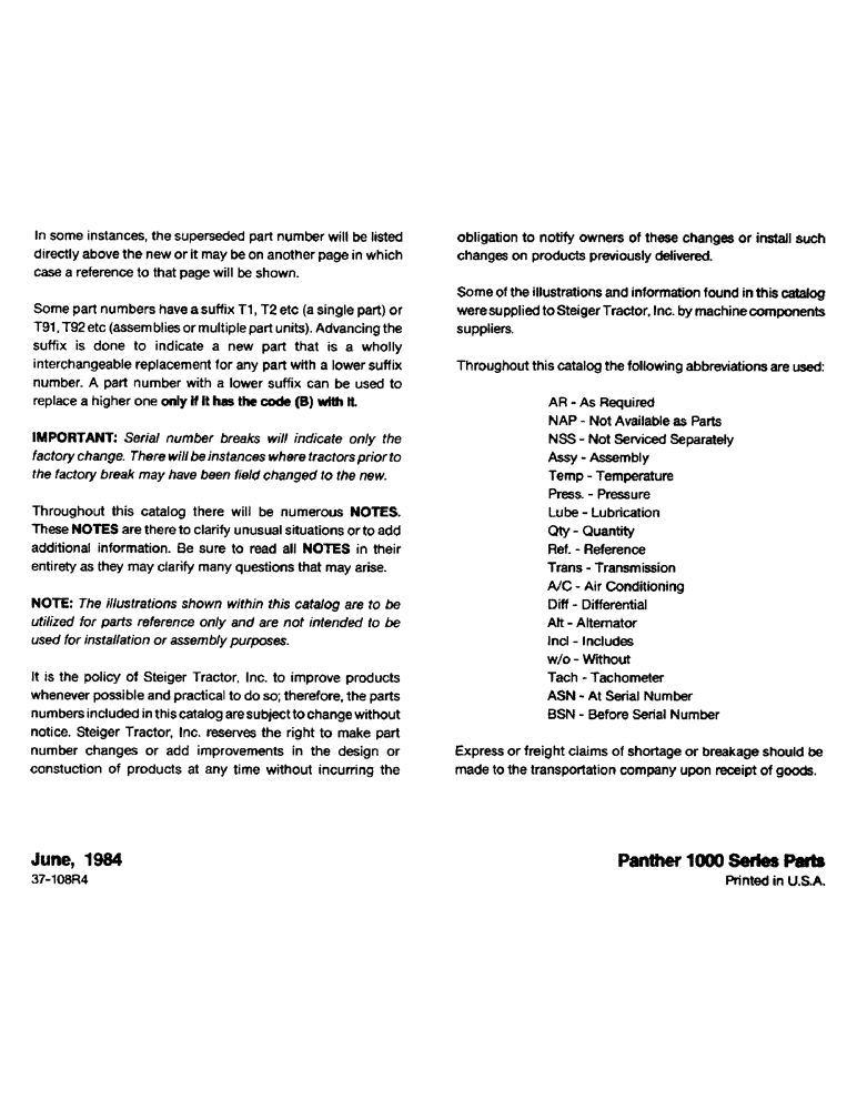 Схема запчастей Case IH STEIGER - (01-00) - FOREWORD (00) - GENERAL