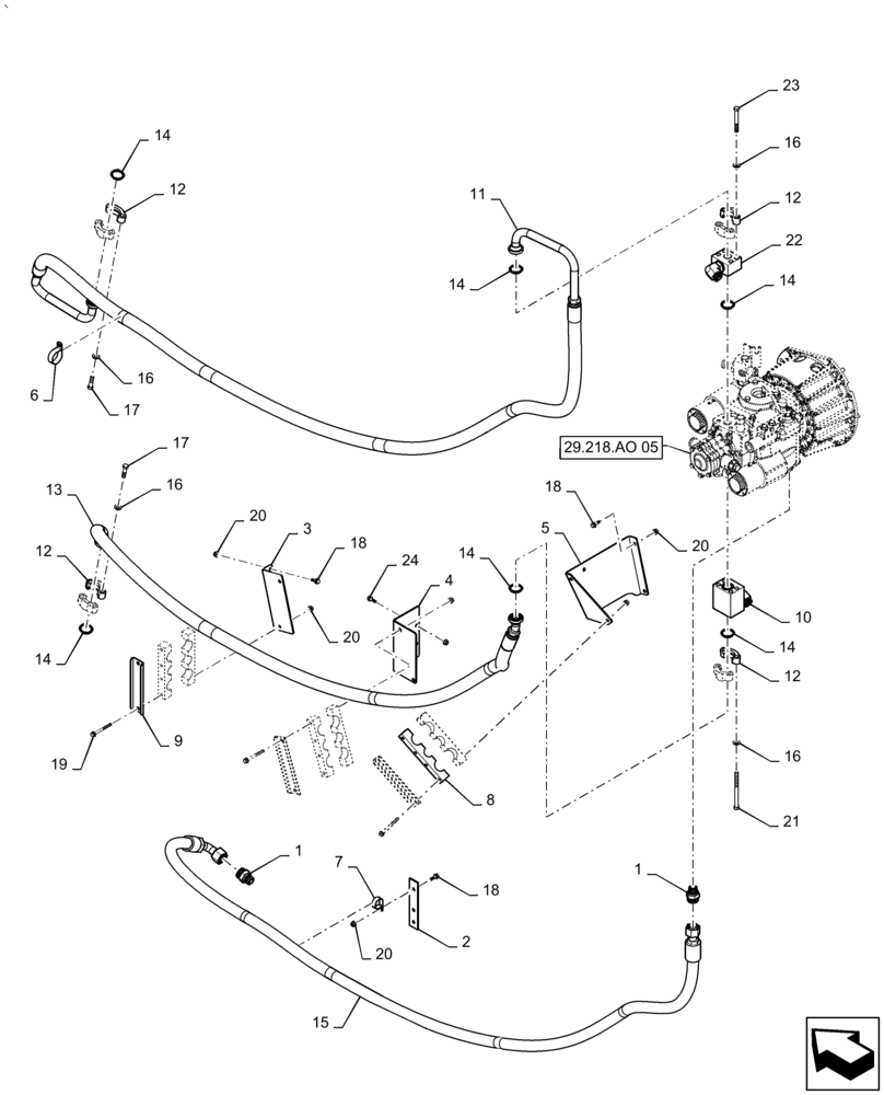 Схема запчастей Case IH AF4088 - (41.200.AO[03]) - STEERING LINE, HYDRAULIC SYSTEM, REAR AXLE, POWERED (41) - STEERING