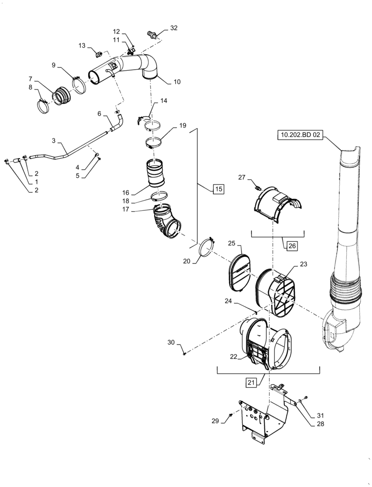 Схема запчастей Case IH MAGNUM 250 - (10.202.BD[01]) - AIR INTAKE (10) - ENGINE