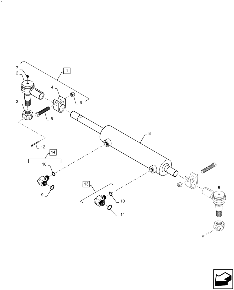 Схема запчастей Case IH AF4077 - (41.216.AO[03]) - STEERING CYLINDER, REAR AXLE, POWERED (41) - STEERING