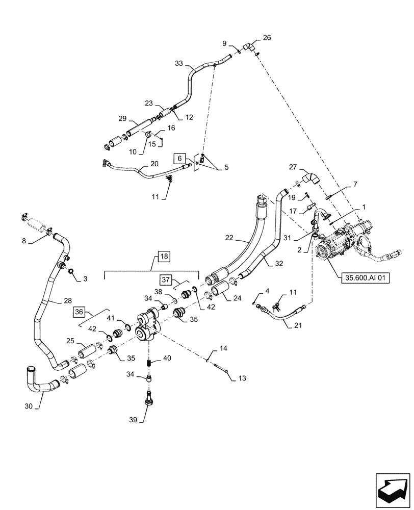 Схема запчастей Case IH STEIGER 500 - (35.600.AM[01]) - HIGH FLOW CHARGE RELIEF VALVE (BSN ZGF309204) (35) - HYDRAULIC SYSTEMS