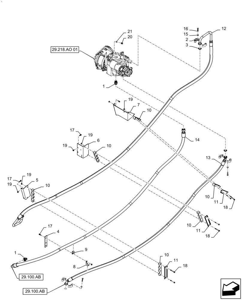 Схема запчастей Case IH AF4077 - (41.200.AO[02]) - STEERING LINE, REAR AXLE, FIXED, HYDRAULIC SYSTEM (41) - STEERING