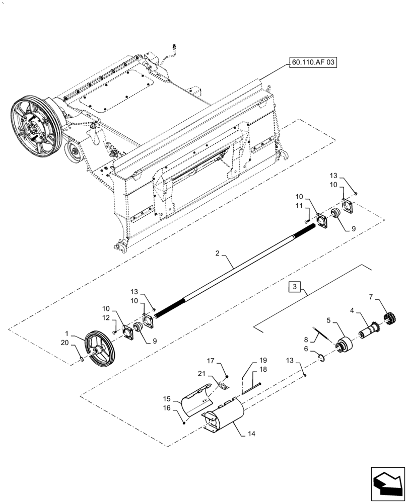 Схема запчастей Case IH AF4077 - (60.120.AI[08]) - DRIVE, HEADER, SINGLE SPEED, STD (60) - PRODUCT FEEDING