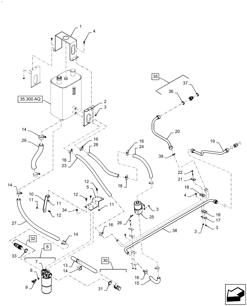 Схема запчастей Case IH AF4088 - (35.300.BC) - HYDRAULIC OIL COOLER LINE, USE FOR 2016 (35) - HYDRAULIC SYSTEMS