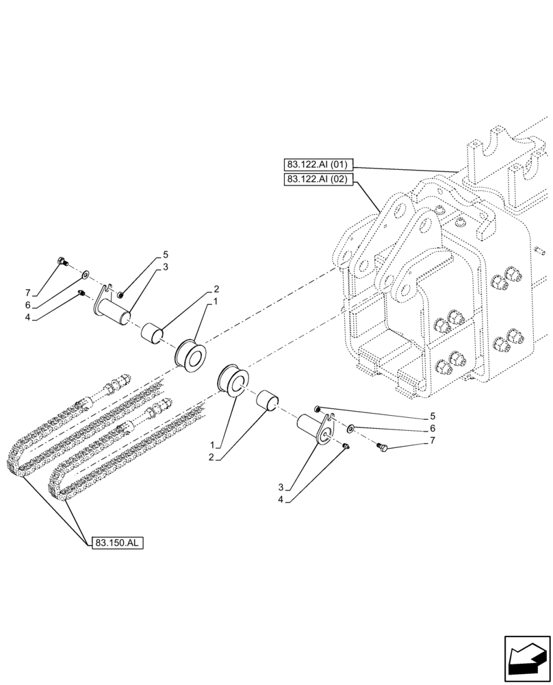 Схема запчастей Case IH FARMLIFT 935 - (83.150.AD) - BOOM, CHAIN, PULLEY, FRONT (83) - TELESCOPIC SINGLE ARM