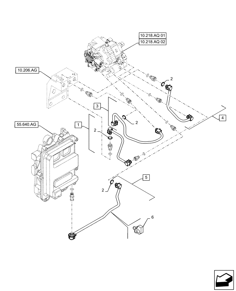 Схема запчастей Case IH 120A - (10.218.AE) - FUEL SYSTEM INJECTOR LINES (10) - ENGINE