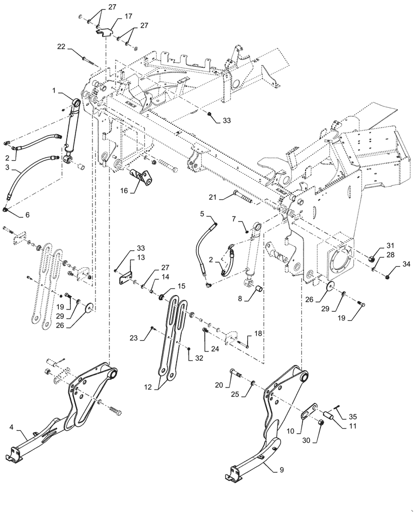 Схема запчастей Case IH WD2504 - (35.905.AB[05]) - HYDRAULIC SYSTEM, HEADER, LIFT, NON DRAPER (6-CYL LOW) (35) - HYDRAULIC SYSTEMS