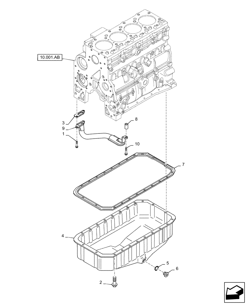 Схема запчастей Case IH 170A - (10.102.AP) - ENGINE OIL SUMP (10) - ENGINE