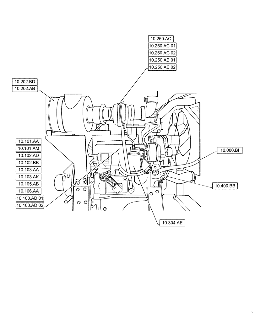 Схема запчастей Case IH RP165 - (00.000.10[02]) - PICTORIAL INDEX - ENGINE (10) - ENGINE