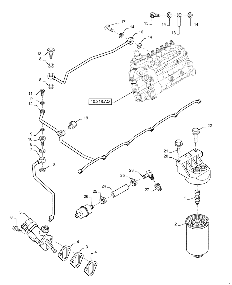 Схема запчастей Case IH RP165 - (10.218.AD[02]) - FUEL FILTER AND LIFT PUMP, RP165 (10) - ENGINE