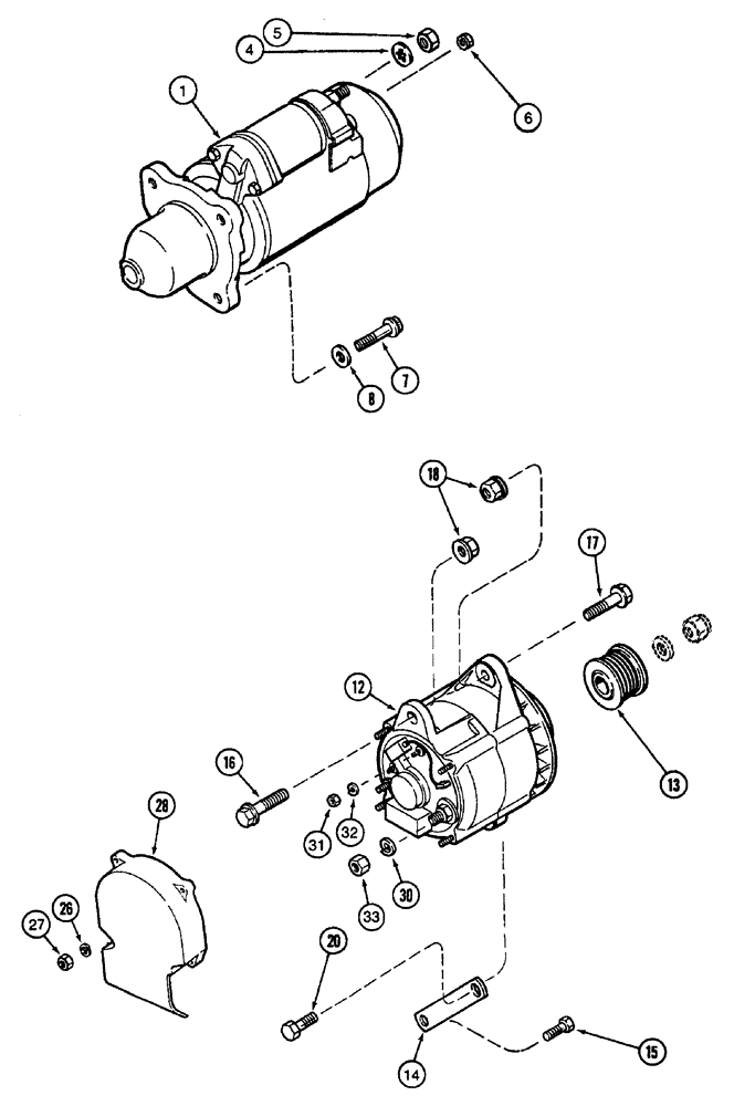 Схема запчастей Case IH 7240 - (4-028) - STARTER AND ALTERNATOR MOUNTING (04) - ELECTRICAL SYSTEMS