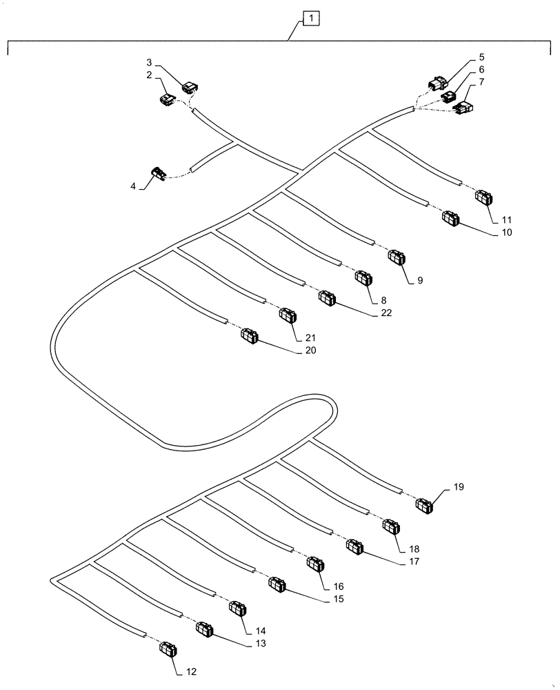 Схема запчастей Case IH 1265 - (55.200.AA[10]) - HARNESS, WIRE, SEED SENSOR 36R30 WING (55) - ELECTRICAL SYSTEMS