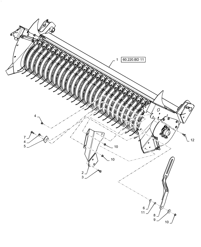 Схема запчастей Case IH RB465 - (60.220.BD[10]) - VAR - 726916 - 1.8M PICKUP MOUNTING, OVERSHOT FEEDER (60) - PRODUCT FEEDING