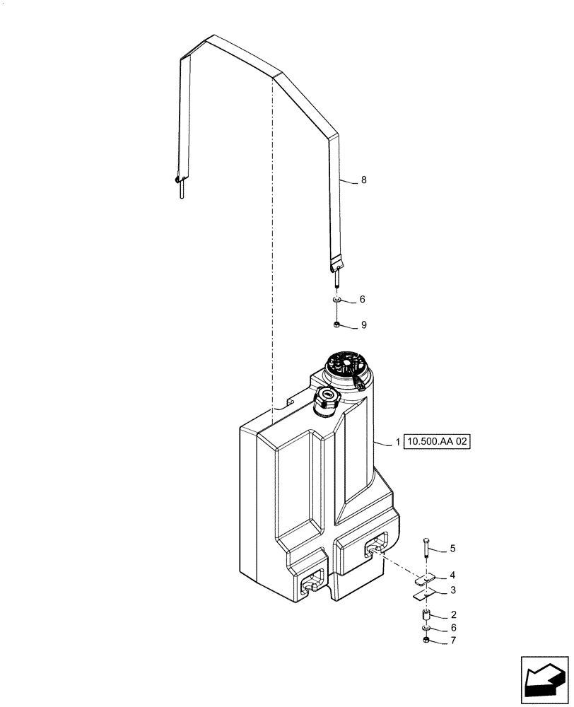 Схема запчастей Case IH PATRIOT 3340 - (10.500.AA[01]) - DEF TANK MOUNTING (10) - ENGINE