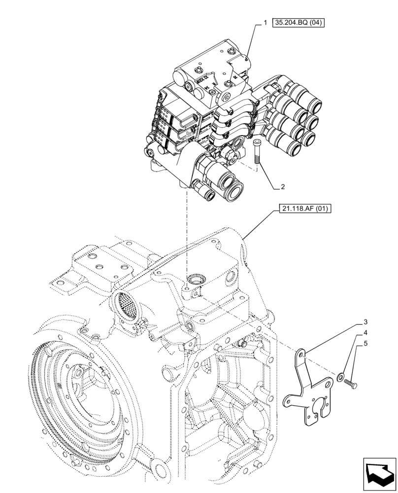 Схема запчастей Case IH PUMA 165 - (35.204.BQ[03]) - VAR - 391165 - 3 REMOTE CONTROL VALVE (EHR W/PB) (35) - HYDRAULIC SYSTEMS