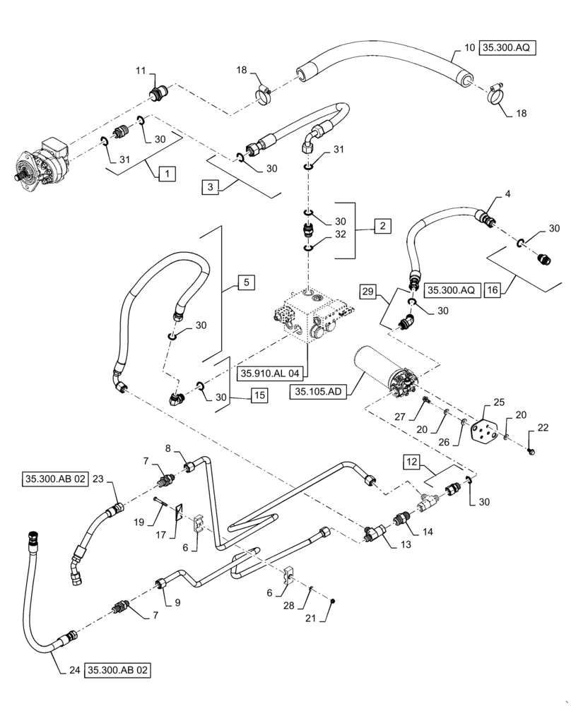 Схема запчастей Case IH WD1203 - (35.910.AL[02]) - HYDRAULIC SYSTEM, DRIVE ASSY, 4 CYL NON-DRAPER (35) - HYDRAULIC SYSTEMS