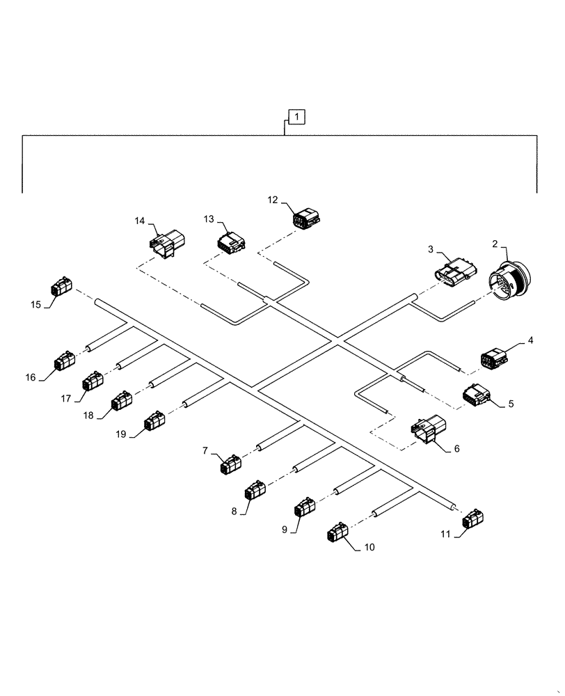 Схема запчастей Case IH 1265 - (55.200.AA[08]) - HARNESS, WIRE, SEED SENSOR 36R20/22 CENT (55) - ELECTRICAL SYSTEMS