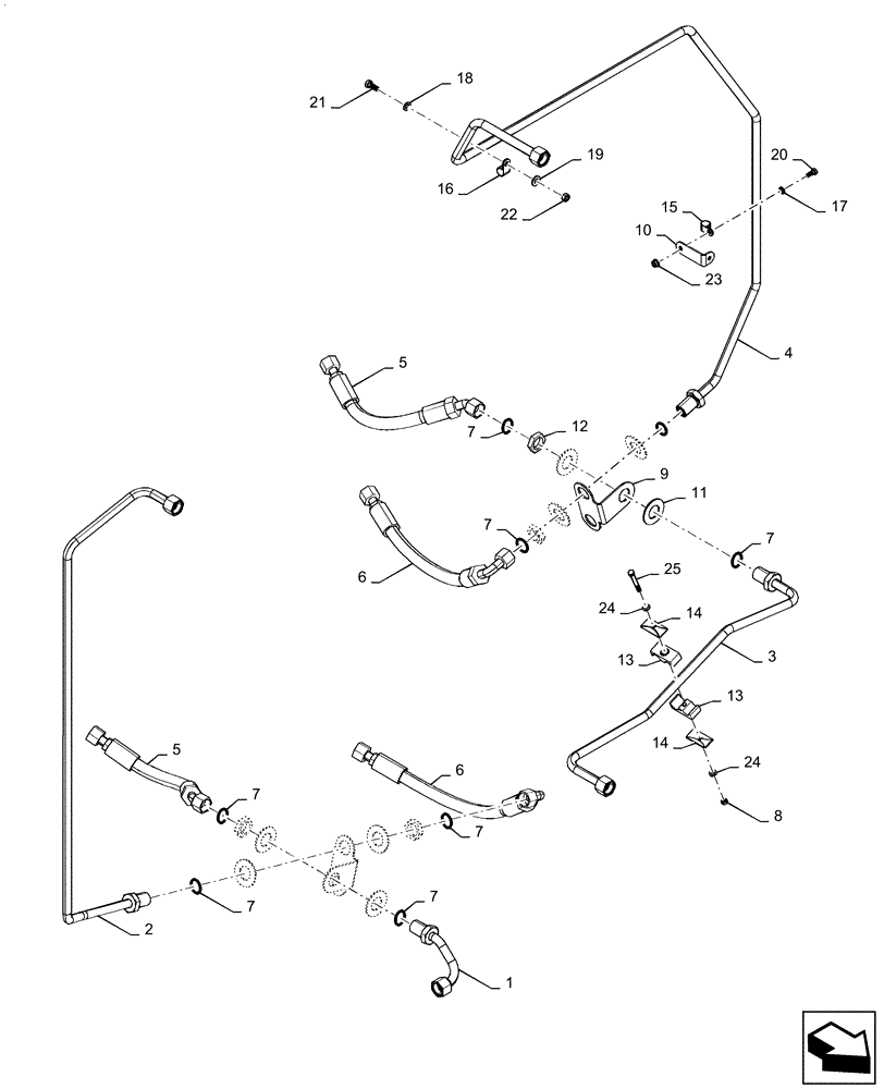 Схема запчастей Case IH QUADTRAC 620 - (35.300.BC[01]) - OIL COOLER LINES, 540, 580, 620 (35) - HYDRAULIC SYSTEMS