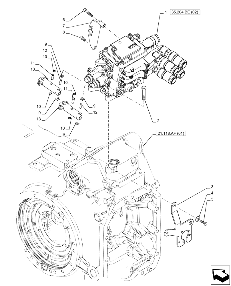 Схема запчастей Case IH PUMA 165 - (35.204.BE[01]) - VAR - 391163 - 2 REMOTE CONTROL VALVE (MHR) (35) - HYDRAULIC SYSTEMS