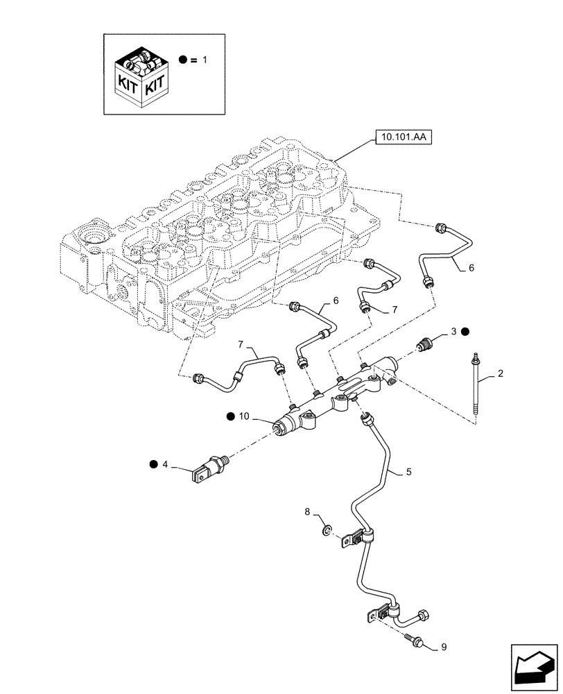 Схема запчастей Case IH 100A - (10.218.AI[01]) - FUEL INJECTOR LINES - SUPPLY (10) - ENGINE