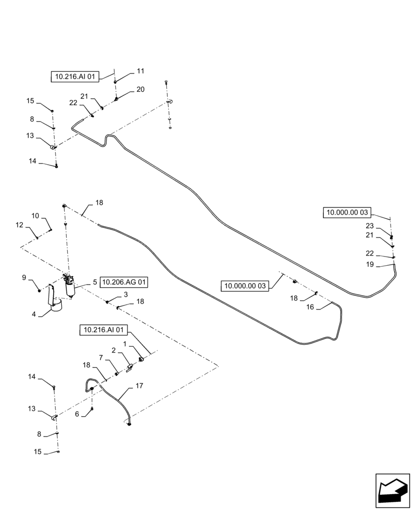 Схема запчастей Case IH PATRIOT 3340 - (10.216.BA[01]) - FUEL LINE ASSY (10) - ENGINE