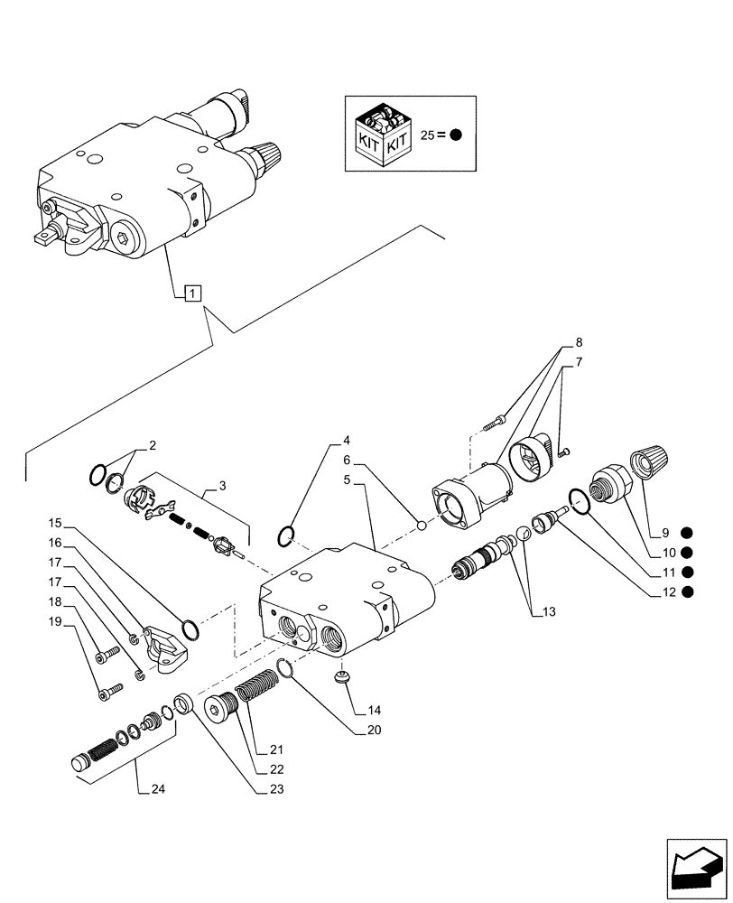 Схема запчастей Case IH PUMA 165 - (35.204.BE[21]) - VAR - 391163, 391164, 758050, 758057, 758058 - CONTROL VALVE SECTION, COMPONENTS (35) - HYDRAULIC SYSTEMS