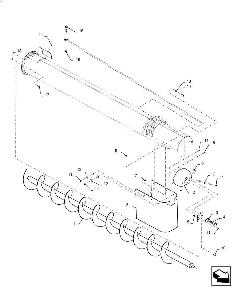 Схема запчастей Case IH AF4077 - (80.180.AQ) - AUGER ASSY UNLOADER (80) - CROP STORAGE/UNLOADING