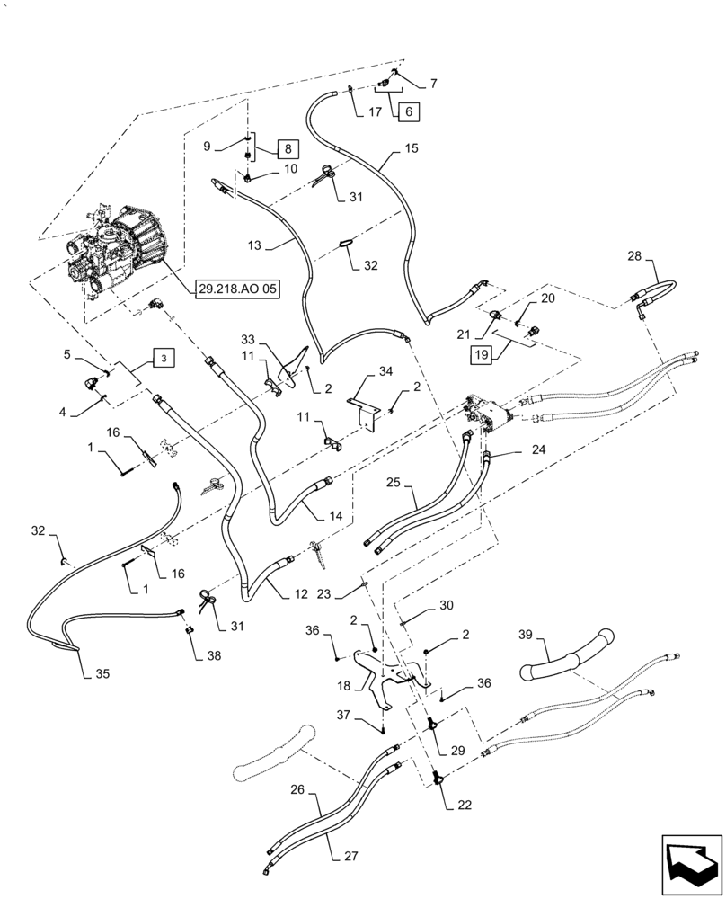 Схема запчастей Case IH AF4077 - (41.200.AO[04]) - STEERING LINES, HYDRAULIC SYSTEM, REAR, USE FOR 2016 (41) - STEERING