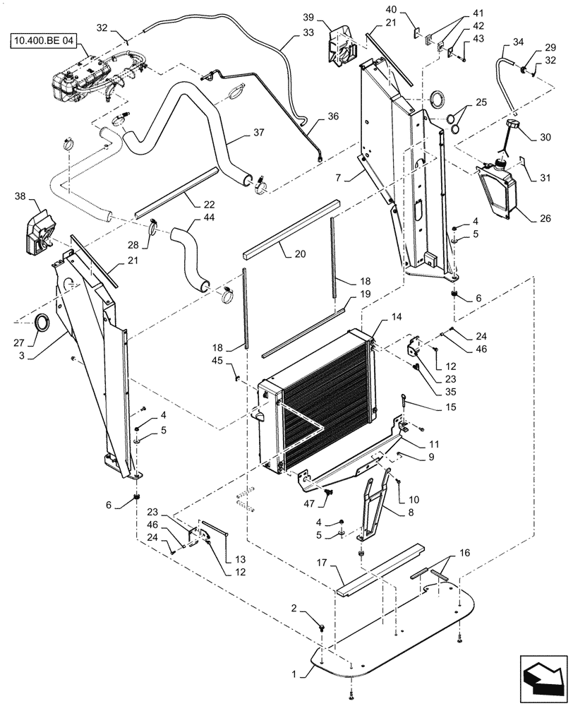 Схема запчастей Case IH MAGNUM 3154 - (10.400.BE[03]) - RADIATOR & RELATED PARTS, HIGH PRESSURE (10) - ENGINE